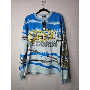 G59 Records Grey Day Barbed Wire Crewneck Sweatshirt Blue Grey Large NEW